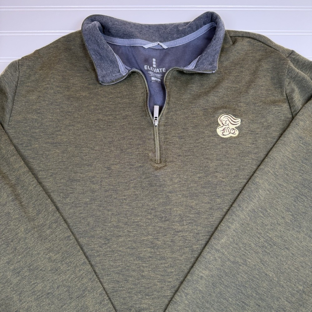 Panera Bread Elevate‎ 1/4 Zip Pullover Men's Large Green Embroidered GUC